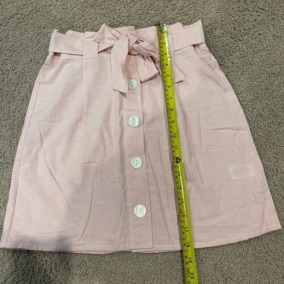 DEREK HEART Light Pink Paperbag Linen Y2k Mini Skirt - Picture 7 of 8